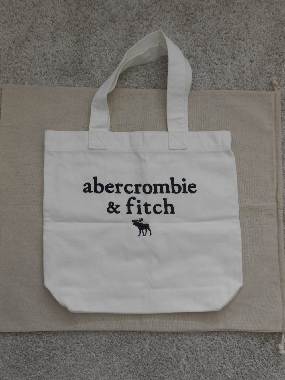 Abercrombie & Fitch White Canvas Tote Bag Book Bag